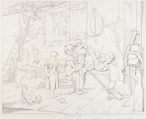 (Rip Van Winkle, illustrazione) Rip che diverte i bambini da Felix Octavius Carr Darley