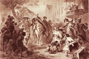 George Washington entra a New York nel 1783, inciso da Alexander Hay Ritchie (1822-1895) da Felix Octavius Carr Darley