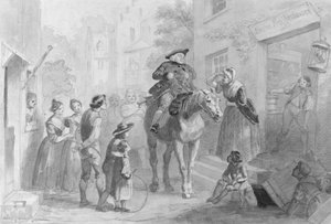 Scena di villaggio con figure coloniali olandesi dall