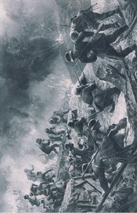 Attacco, illustrazione da Hindenburg pubblicato da Daterlandischer Derlag C U Weller Berlin da Felix Schwormstadt