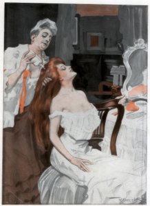 Donna che si fa pettinare, fine XIX-inizio XX secolo