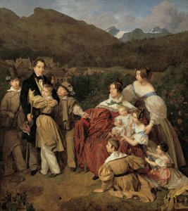 Il notaio Dr. Josef August Eltz con sua moglie Caroline, nata Schaumburg, e i loro otto figli a Ischl da Ferdinand Georg Waldmuller