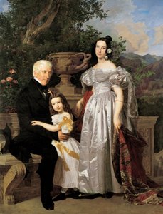 Il consigliere principesco Esterházy Mathias Kerzmann con la sua seconda moglie Maria Helena, nata Mikolischütz, e la figlia Maria da Ferdinand Georg Waldmuller