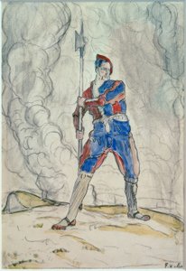 Landsknecht in piedi, studio per la battaglia di Marignano da Ferdinand Hodler