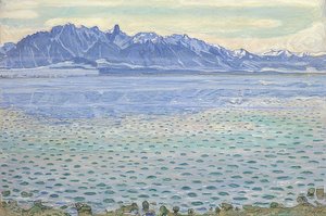 Lago di Thun con catena dello Stockhorn da Ferdinand Hodler