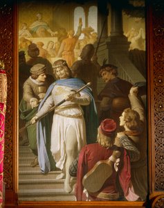 I migliori poeti e menestrelli si riuniscono a Wartburg e vengono premiati dal Langravio Hermann per risultati particolarmente eccellenti, dalla Saga di Tannhauser, Sala da Pranzo da Ferdinand II Piloty