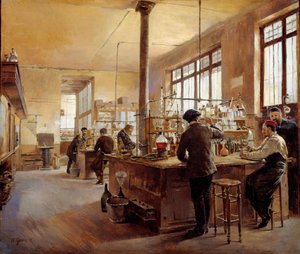 Il laboratorio municipale ha la prefettura di polizia boulevard du palace. Dipinto di Ferdinand Joseph Gueldry (1858-1945)