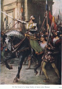 Alla testa del grande gruppo di uomini cavalcava Rienzi, illustrazione da The Stories of Wagner