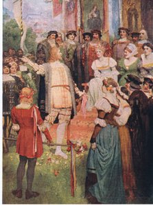 Walter iniziò la sua canzone, illustrazione da The Stories of Wagner
