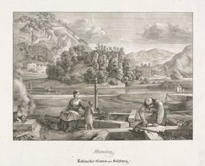 Sette Vedute di Salisburgo e Berchtesgaden: Lunedì: Giardino Rosenecker Salisburgo da Ferdinand Olivier