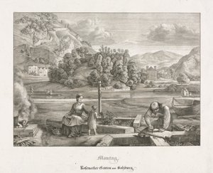 Sette vedute di Salisburgo e Berchtesgaden: Lunedì: Giardino Rosenecker Salisburgo, 1823
