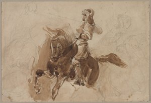 Figura corazzata a cavallo (recto), c. 1828