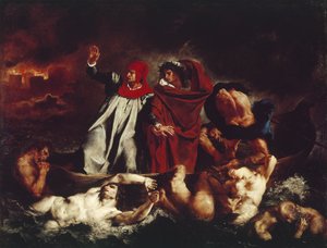 La barca di Dante, dalla Divina Commedia di Dante Alighieri da Ferdinand Victor Eugene Delacroix