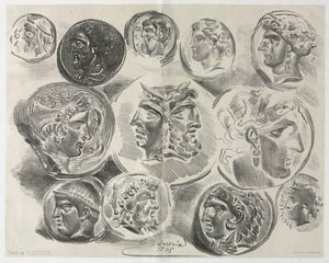 Foglio di dodici medaglie antiche, 1825
