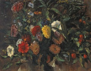 Natura morta di fiori, 1848 circa (olio su cartone) da Ferdinand Victor Eugene Delacroix
