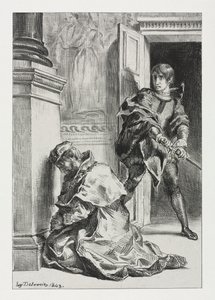Amleto: Amleto tenta di uccidere il re da Ferdinand Victor Eugene Delacroix
