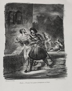 Illustrazioni per Faust: Mefistofele e Faust fuggono dopo il duello, 1828