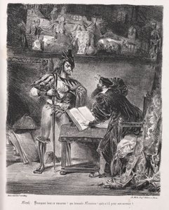 Illustrazioni per Faust: Mefistofele visita Faust, 1828 da Ferdinand Victor Eugene Delacroix