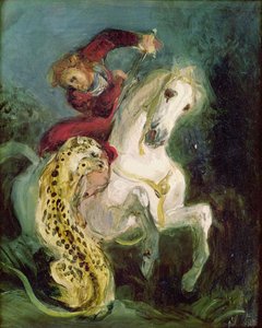 Giaguaro che attacca un cavaliere, c.1855