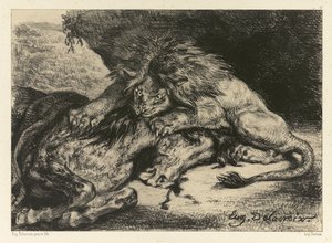 Leone che divora un cavallo da Ferdinand Victor Eugene Delacroix