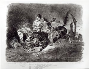Mefistofele e Faust cavalcano nella notte, illustrazione per Faust di Goethe, 1828
