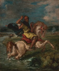 Cavaliere marocchino che attraversa un guado, c.1850 da Ferdinand Victor Eugene Delacroix