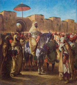 Moulay Abd-er-Rahman, sultano del Marocco, lascia il suo palazzo a Meknes circondato dalla sua guardia e dai suoi principali ufficiali, 1845 (olio su tela) da Ferdinand Victor Eugene Delacroix