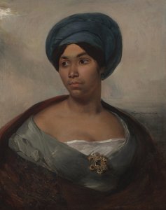 Ritratto di una donna con turbante blu da Ferdinand Victor Eugene Delacroix