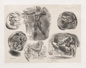Foglio di sei monete antiche, 1825 da Ferdinand Victor Eugene Delacroix