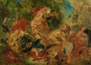 Studio per La caccia al leone, 1854 da Ferdinand Victor Eugene Delacroix