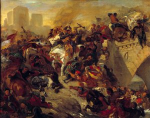 La battaglia di Taillebourg vinta da San Luigi il 21 luglio 1242 da Ferdinand Victor Eugene Delacroix
