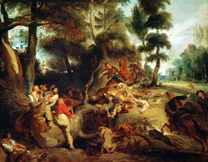 La caccia al cinghiale, da un dipinto di Rubens, c.1840-50