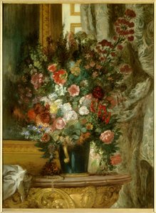 Vaso di fiori su una console da Ferdinand Victor Eugene Delacroix
