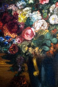 Vaso di fiori su una consolle, dettaglio