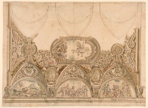 Progetto per la decorazione del soffitto di una cappella da Ferdinando Galli Bibiena