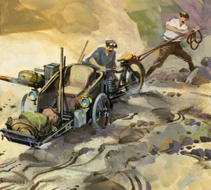 Gara automobilistica delle diecimila miglia (gouache su carta)