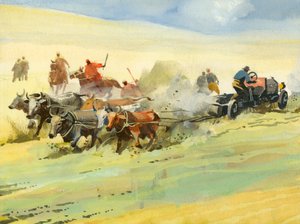 Gara automobilistica delle diecimila miglia (gouache su carta)