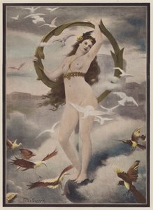 Donna circondata da uccelli