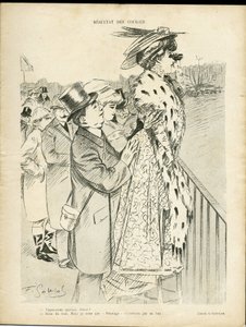 Illustrazione di Gottlob (1873-1935) in Le Lire, 21/12/07 - Risultati delle corse - Amore, Moda, Vita dei ricchi, Ippismo - Donne da Fernand Louis Gottlob