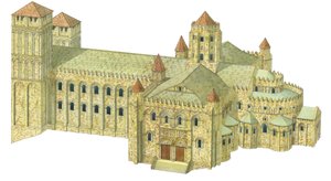 Cattedrale romanica di Santiago de Compostela. Ricostruzione. Spagna