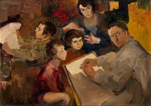 Autoritratto con la famiglia da Filipp Andreevich Maliavin
