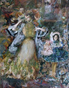 Autoritratto con moglie e figlia da Filipp Andreyevich Malyavin