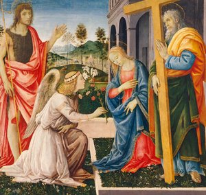 Annunciazione e Santi, di Filippino Lippi, olio su tela