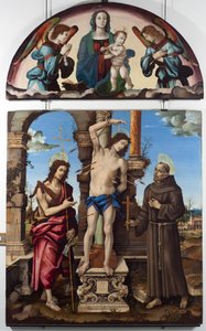 San Sebastiano circondato da San Giovanni Battista e San Francesco d