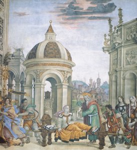 San Giovanni Evangelista resuscita Drusiana, dettaglio delle Storie di San Giovanni Evangelista, Basilica di Santa Maria Novella, Cappella Strozzi, Firenze da Filippino Lippi