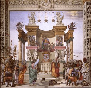 San Filippo che esorcizza il demone dal tempio di Marte, parete sud della Cappella Strozzi, c.1497-1502 da Filippino Lippi