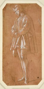 Studio di un giovane uomo in piedi con le mani incrociate nelle maniche da Filippino Lippi
