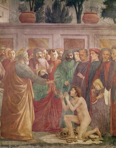 La resurrezione di Teofilo, figlio del re di Antiochia, dettaglio di San Pietro e Teofilo, c.1425-27, completato 1484-85 (dettaglio) da Filippino Lippi