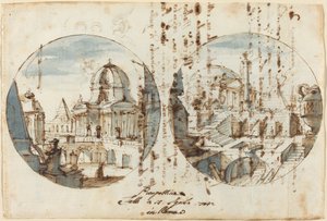 Fantasie architettoniche con templi e piramidi