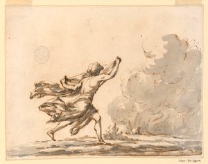 Disegno, Un giovane che corre verso il fuoco, metà del XVIII secolo da Filippo Marchionni